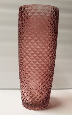 Home decor, tall cylinder glass peach vase, 12 inches high, $10