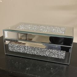 Mirror & Crushed Diamonds Jewelry Box NEW