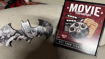 Batman Logo & Movie Marathon Framed Sign BUNDLE