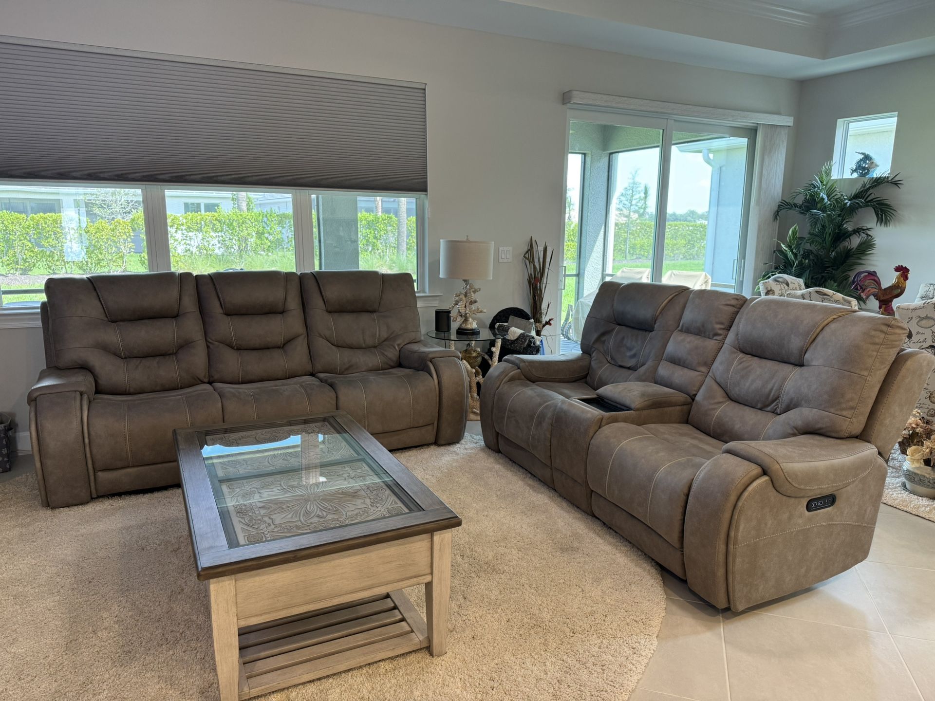 Dual Power Recliner Sofa and Loveseat