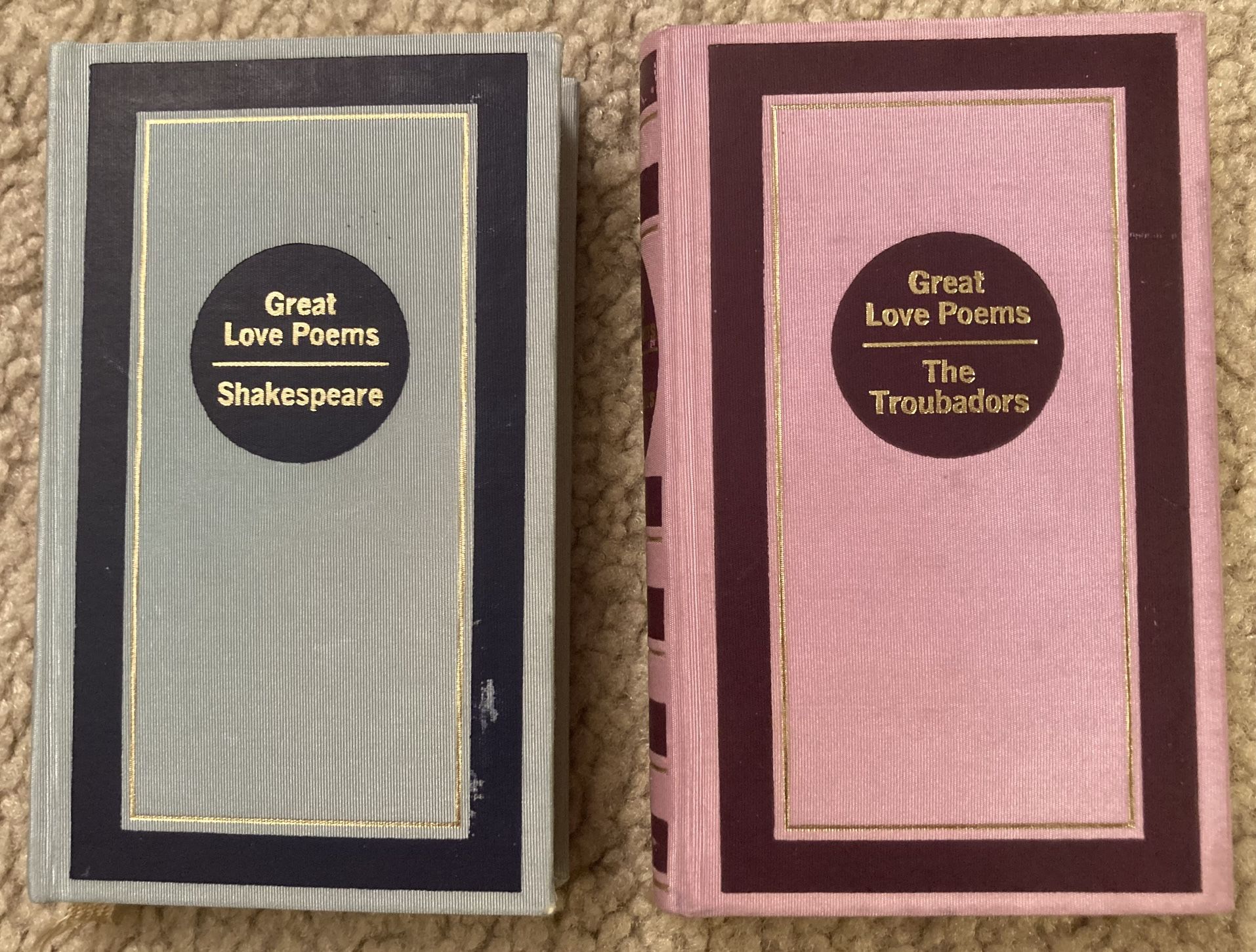 Vintage “Great Love Poems” Books: Shakespeare and The Troubadours, Compiled By M. Moffett