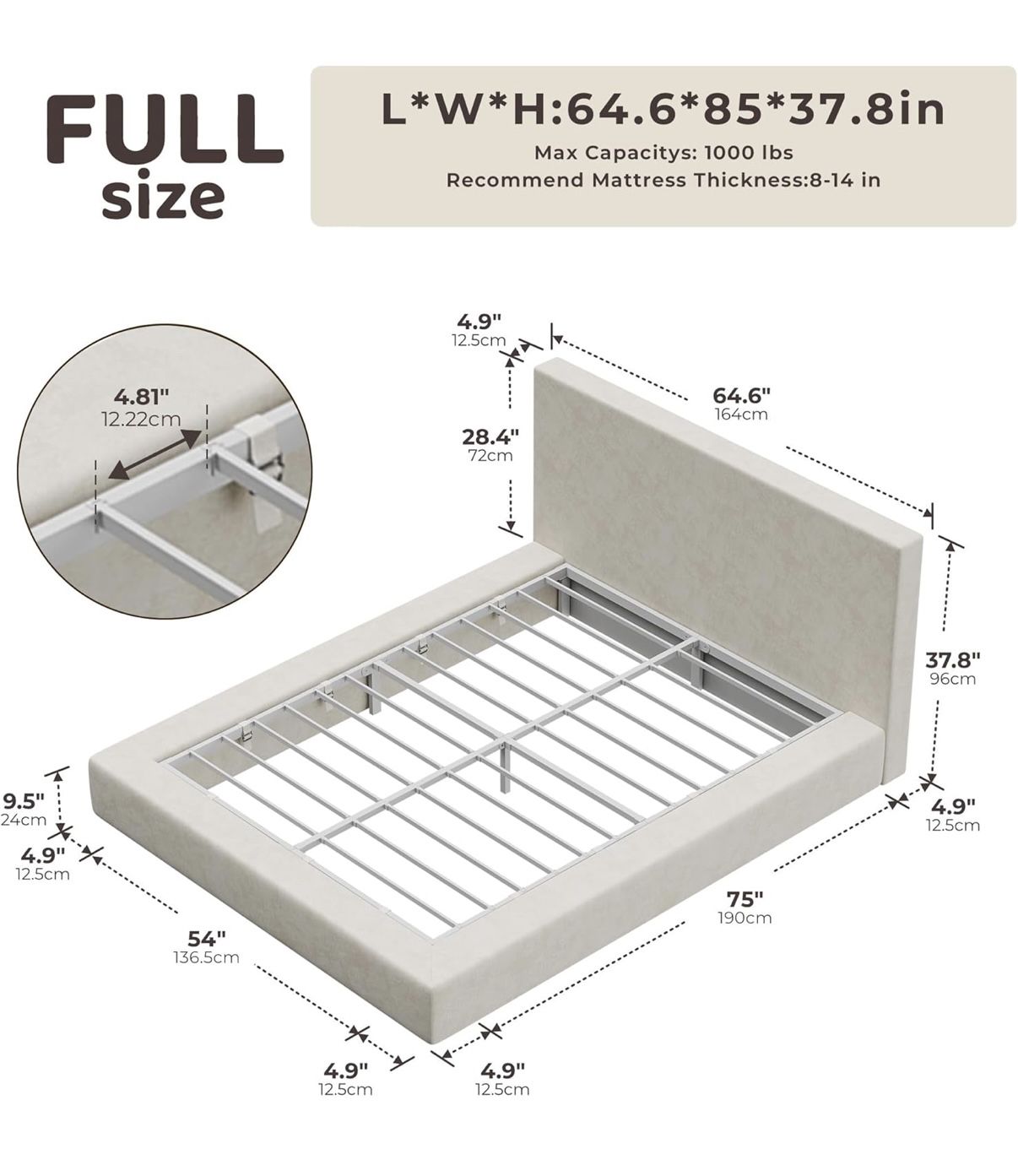 NEW IN BOX! CLOUD FULL SIZE BEDFRAME
