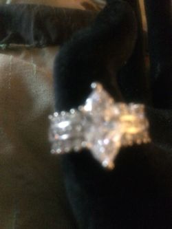 Gorgeous Sterling silver, stamped 925 white topaz Marquis shaped ladies ring size 81/2&9