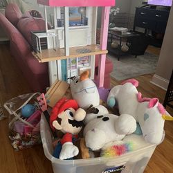 Barbie Dream House, Stuffed Animals, Bag Of Toys