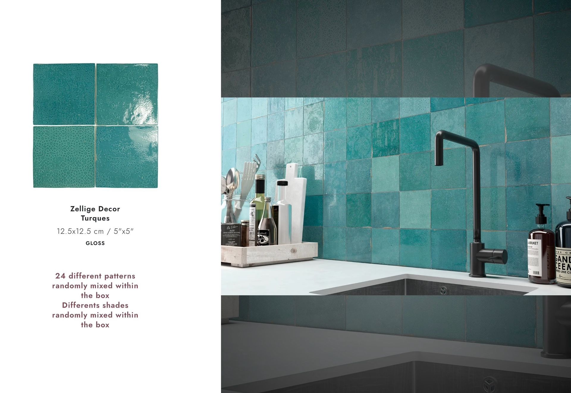 WOW Mestizaje Glossy Turques DECO Tile 5x5 100 SF/ $679 (450+ SF Available)