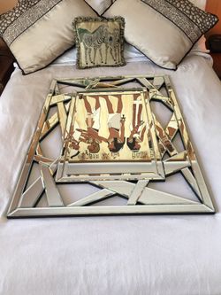 33 Piece Crystal Cut Bevelled Mirror 38” X 28”