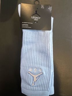 Jordan x J Balvin Celestine Crew Socks Blue UNC Powder Blue Smiley Logo Rare NWT