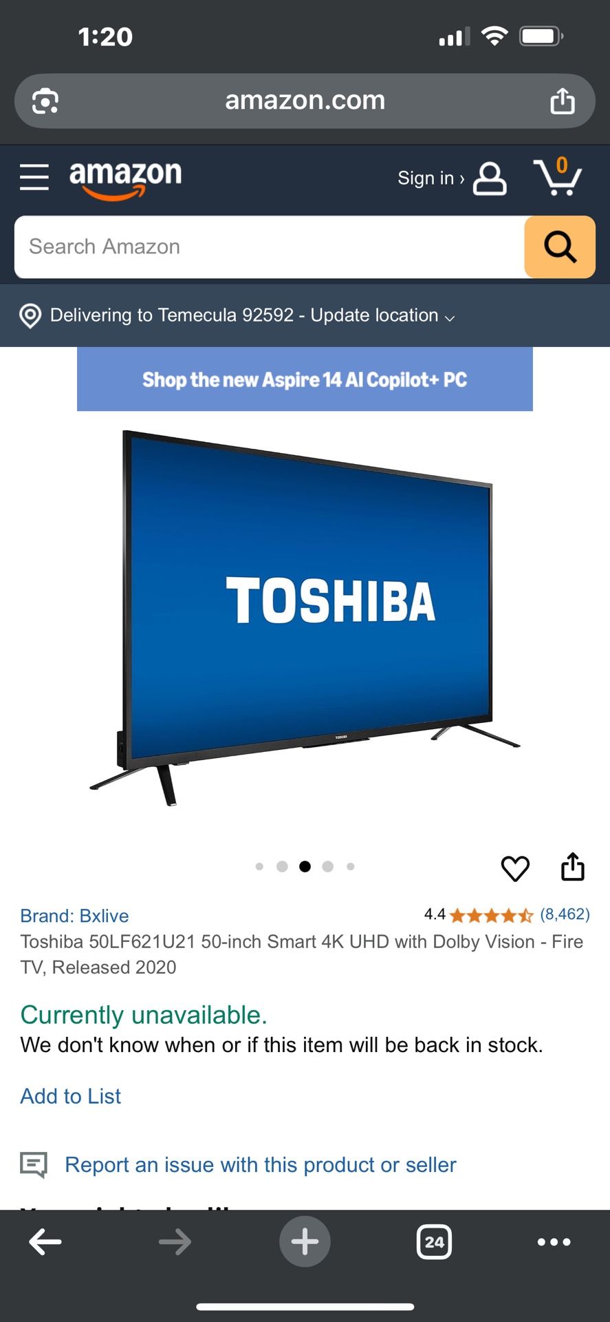 50” Toshiba Fire Tv Stick