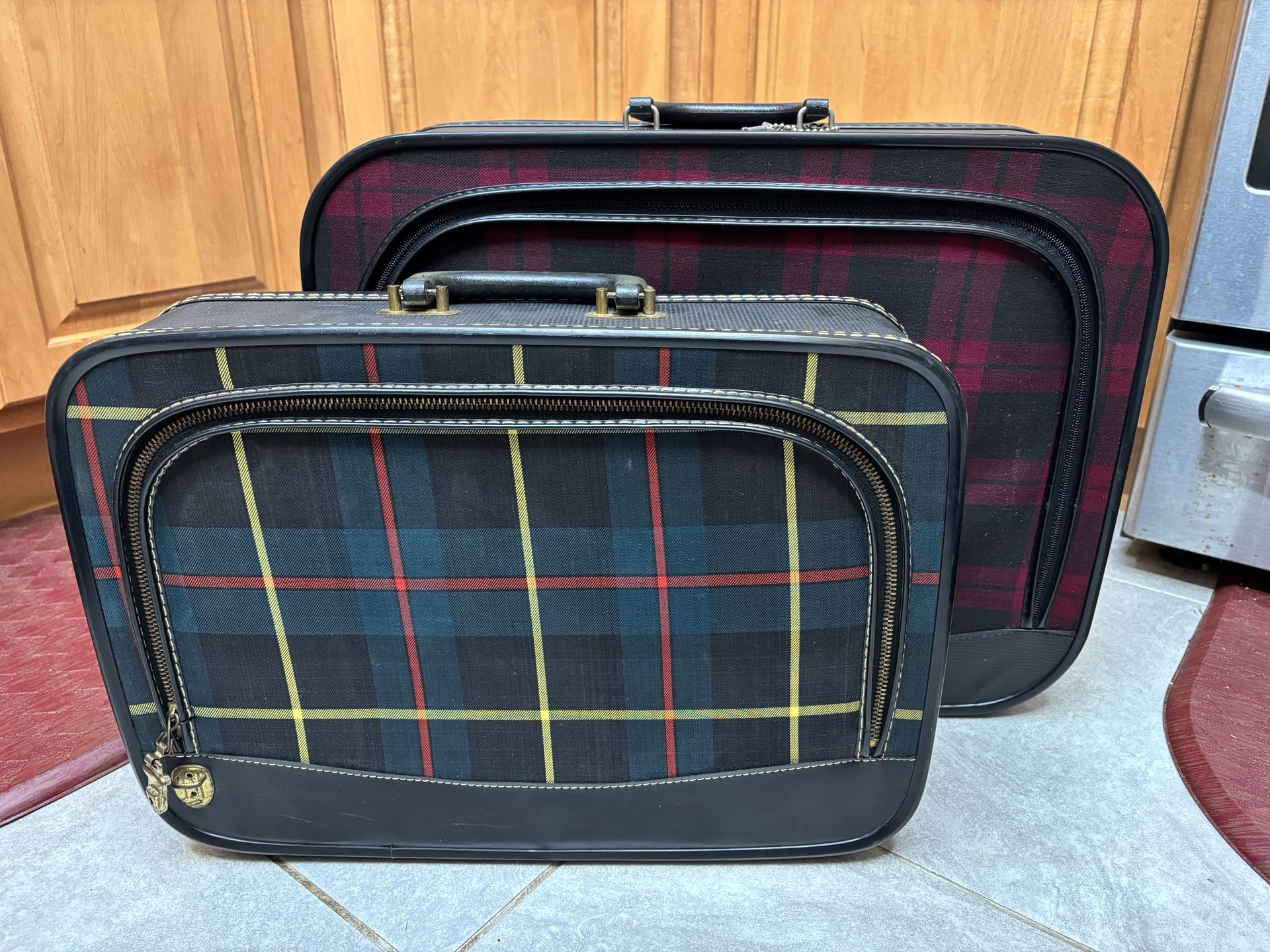 Vintage Plaid Suitcases