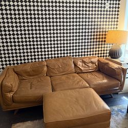 Article Timber 90” Leather Sofa