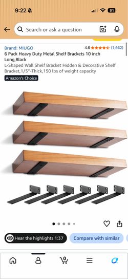 9 Heavy Duty Metal Shelf Brackets Black