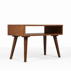 Mid-Century Modern Side Table w/ Open Bookshelf, c.1950's - Delivery Available 