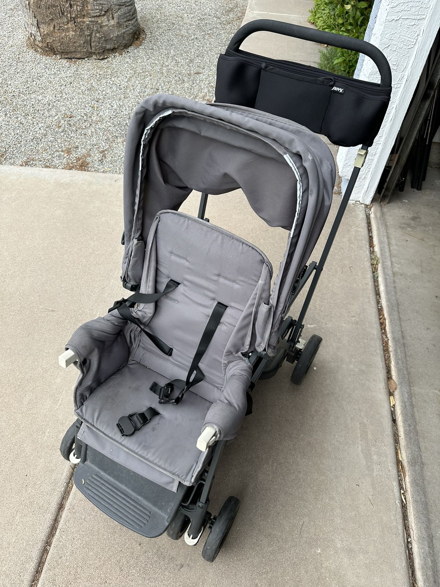 Joovy Caboose Sit and Stand Double Stroller with Bench Seat and Standing Platform