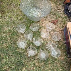 Crystal Punch bowl and cups set