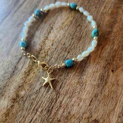 Turquoise Pearl Gold Sea Star Bracelet