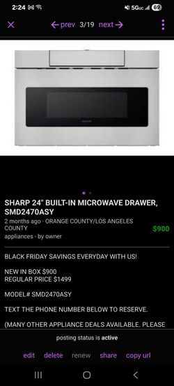 Sharp 24" Built-In Microwave Drawer