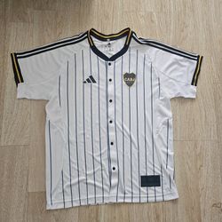 New Boca Juniors Baseball Style Soccer Jersey Size XL