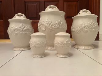 5-Piece Certified International "Firenze Ivory" Canister and Shaker Set