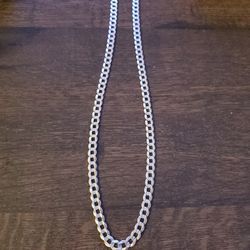 24 Inch 7mm 10k White Gold Solid Curb 25.7g Excellent Condition Not Scrap
