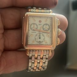 Michele Diamond Deco Two-Tone  Watch