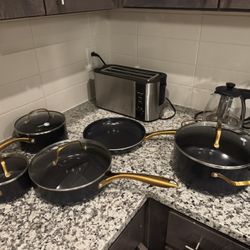 Pots , Pans , Toaster , Tea Kettle 
