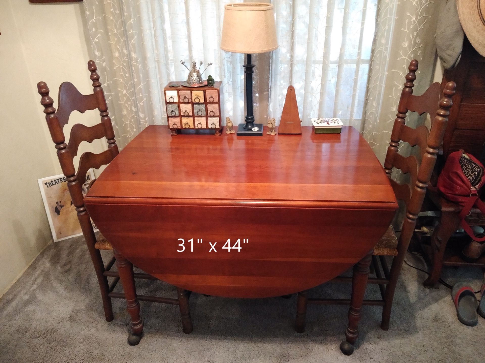 Solid Cherry Dining Room Table , 6 Ladder Back Chairs