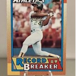 1990 Topps RICKEY HENDERSON Record Breaker #7 Oakland Athletics HOF