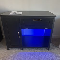Black 40 Gal.-50 Gal. Aquarium Stand with Cabinet, Led and Power Outlet