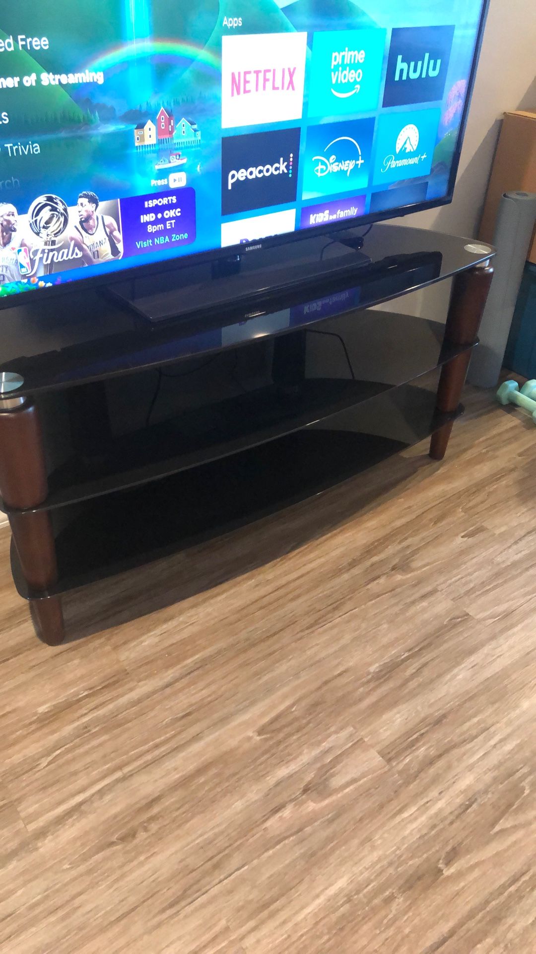 black glass tv stand. like new