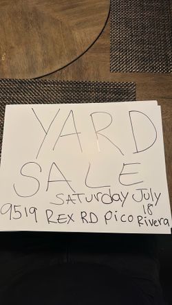 YARD SALE on SATURDAY-18