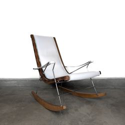 Mid Century B&B Italia Leather Rocking Chair by Antonio Citterio, 2012 - Labled 