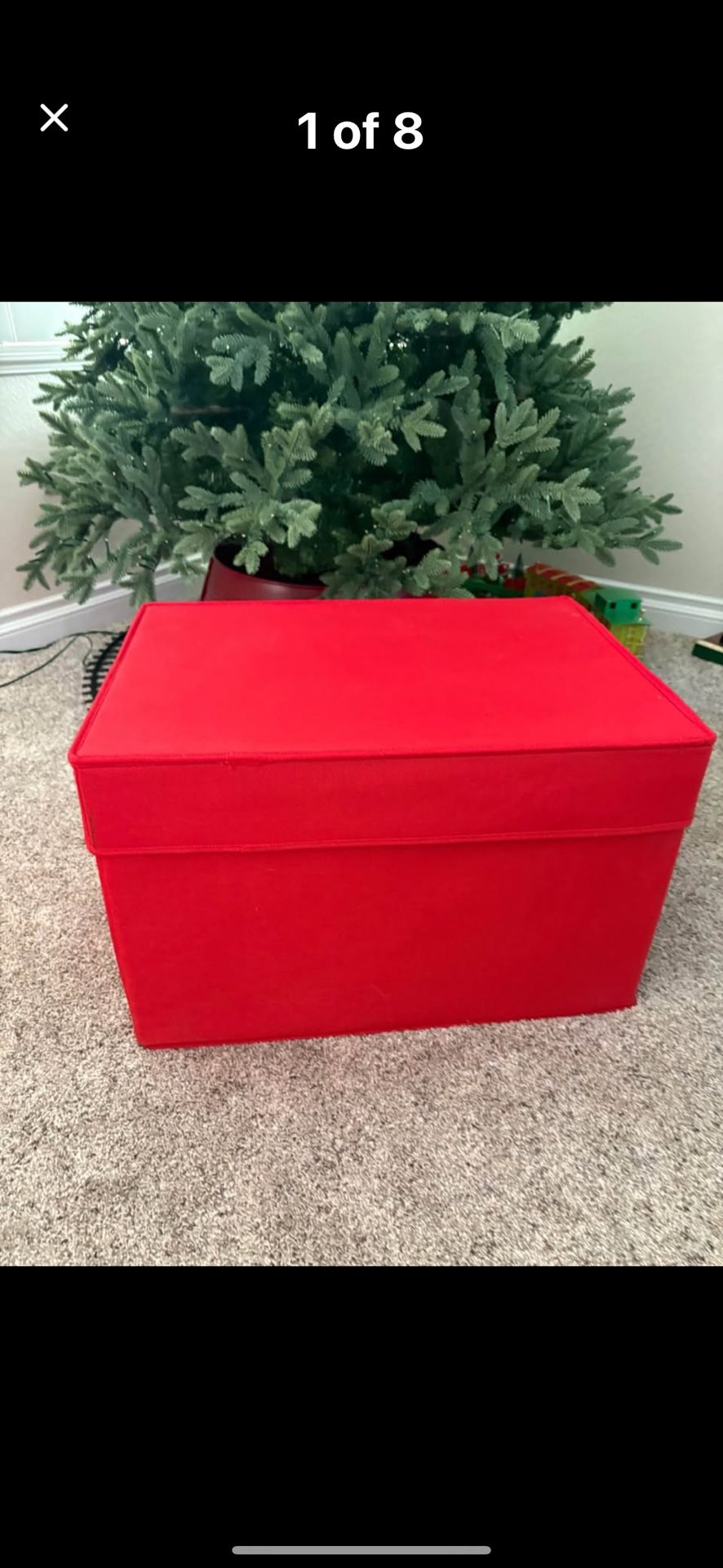 Large Red Storage Box that can be used to store Christmas decorations