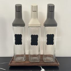 3 pcs Glass Labeled Kitchen Liquid Dispensers