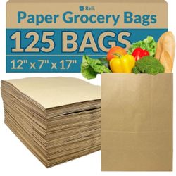 Paper Grocery Bags (125 Pcs Bulk)