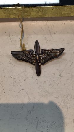 Original Sterling Silver WWII US Army Air Force 1.5” Sterling Garrison Cap Pilot Insignia 💵  💳  💵  Cash and Card Accepted