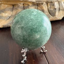 Green strawberry quartz sphere