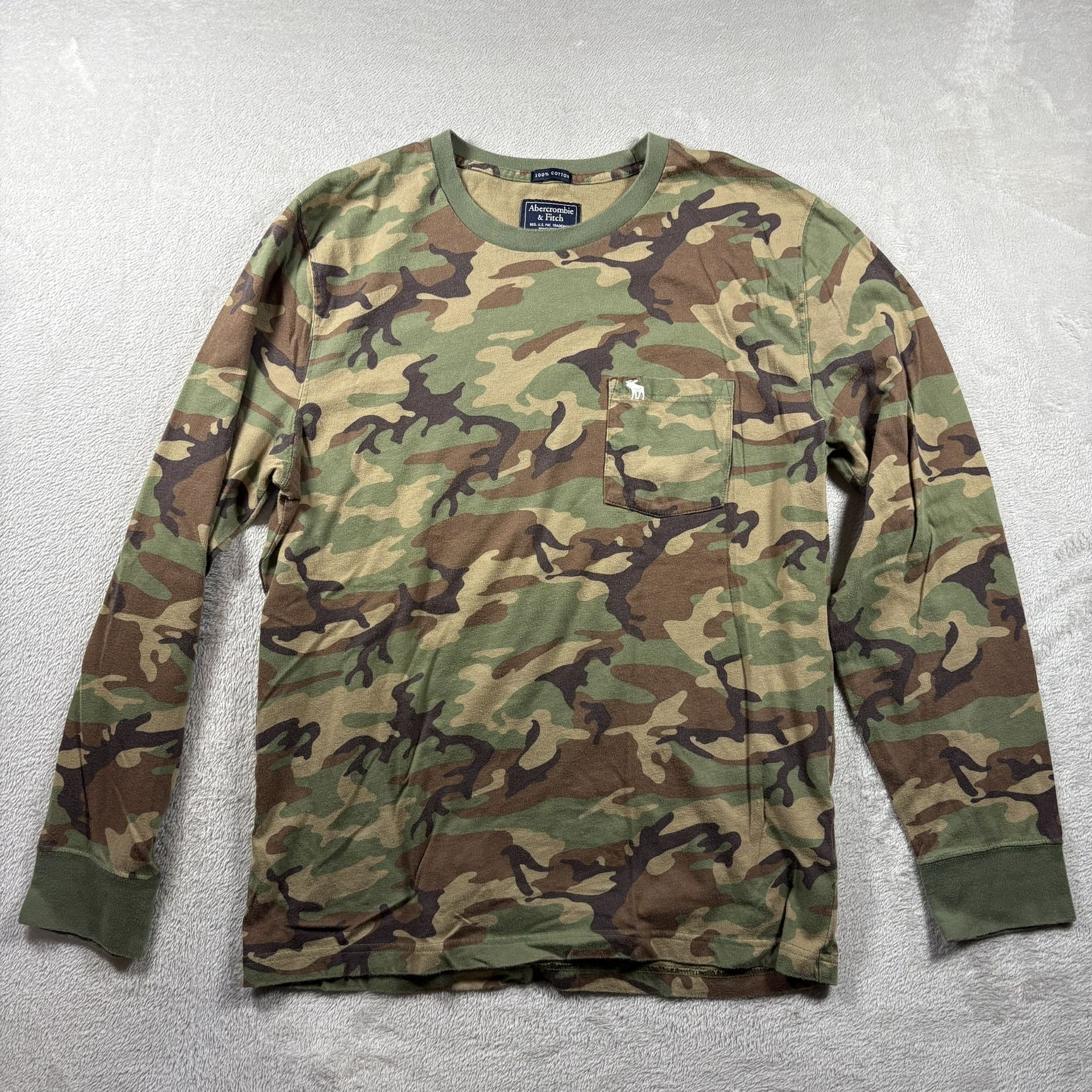Abercrombie Fitch Shirt Mens L Camo Long Sleeve Fitted T-Shirt Crewneck Y2K#2222