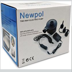 Newpol Inflatable Bed Pump, Electric Air Pump(100 Gallon/Min) for Air Mattress Beds, Inflatable Swimming Pools, Swimming Ring（AC110-240V/DC12V)