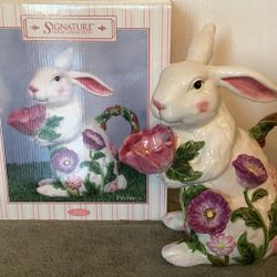 Large & Tall  12” Rabbit Easter Bunny Ceramic Pitcher
