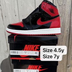 Air Jordan 1 Patent Bred GS Size 4.5y Size 7y