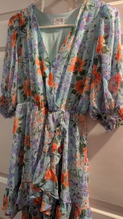 Savanna Sky Floral Wrap Mini Dress