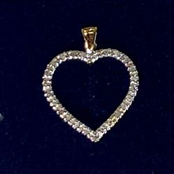 Lovely!  New 18K Yellow Gold Over Solid Sterling Silver 0.18 CTW Diamonds 18” Designer Heart Necklace for Women