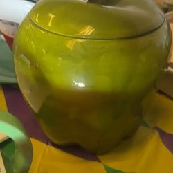 Green Apple Ceramic Jar with Lid