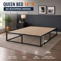 Queen size 14"  bed frame NO BOX SPRING NEEDED.