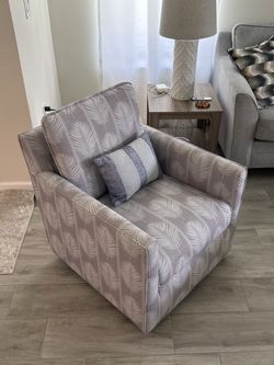 360° Swivel Accent Chair - Gray Palm Print Cube Armchair