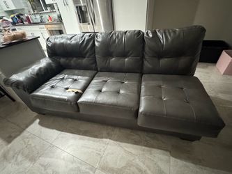 Dark Gray Faux Leather Sectional Sofa