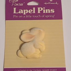1984 Vintage Hallmark "Easter Fancies" Flocked Bunny Lapel Pin