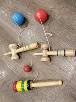 Vintage Kendama Toys Game Mallets Balls Set Lot Toy