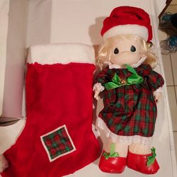 Precious Moments "Jingles" Christmas Doll In Stocking NEW