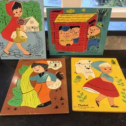 Vintage 1960's Playskool Wood Puzzles